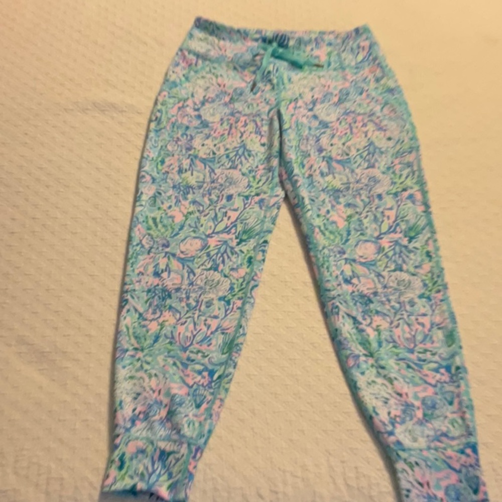 Lilly Pulitzer Size S Mid Rise Jogger Up Surf Blue Soleil It On Me Luxletic - Picture 5 of 9